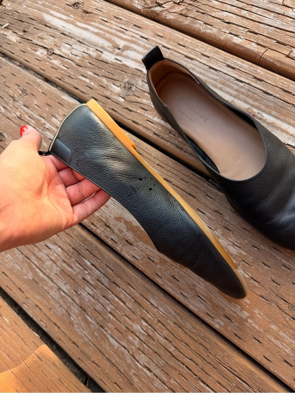 Everlane Black Leather Ballet Flats - Classic Slip-On Day Gloves Women’s 6.5